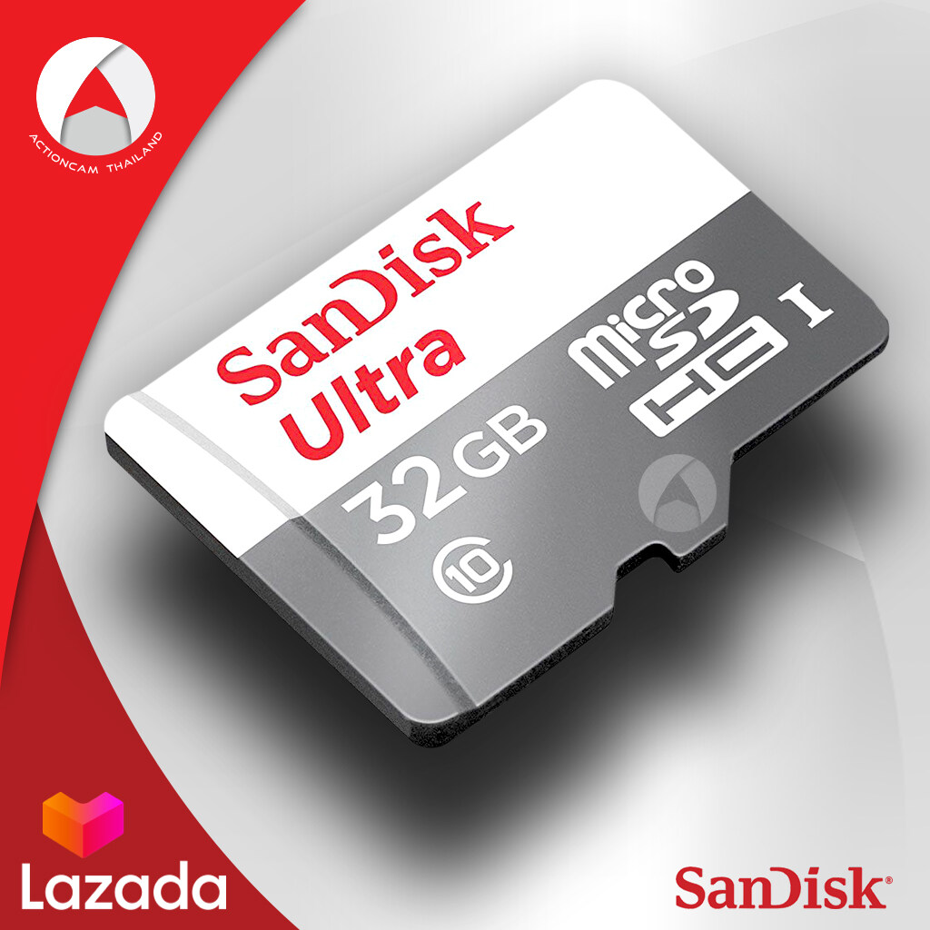 Sandisk Micro SD Card SDHC Ultra ความเร็ว 100MB/S ความจุ 32GB Class10 (SDSQUNR-032G-GN3MN) เมมโมรี่ โทรศัพท์ SmartPhone กล้องวงจรปิด กล้องติดรถยนต์ ประกัน Synnex 7 ปี (สีขาว เทา)