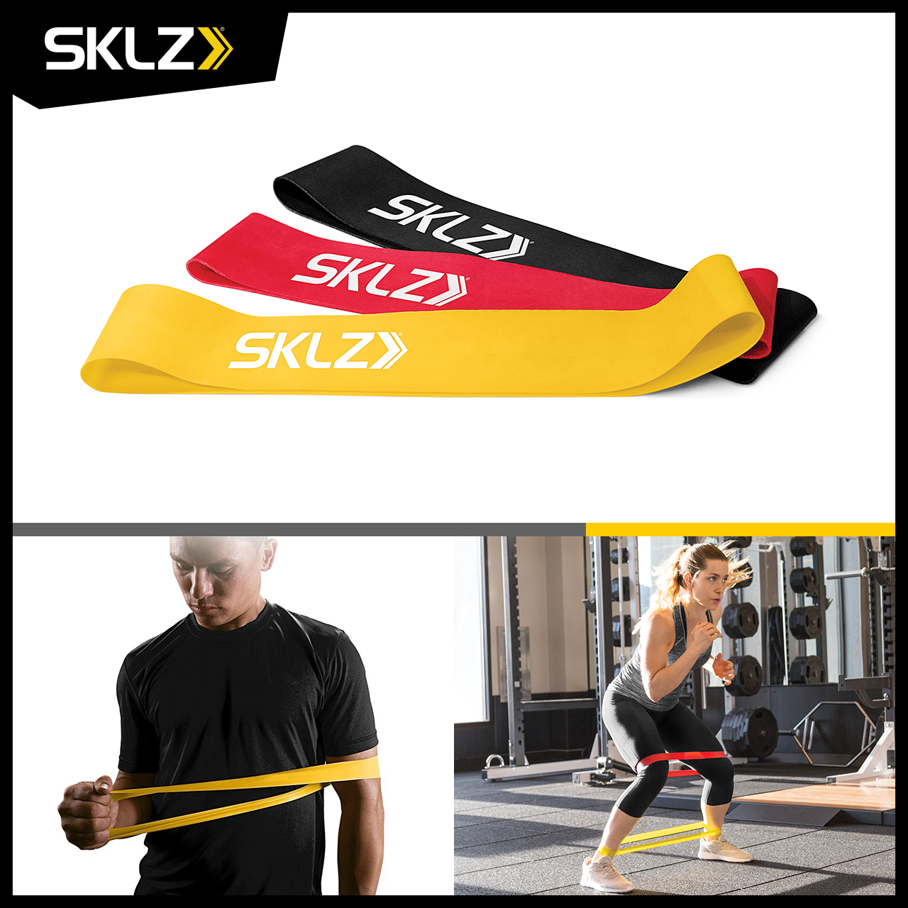 SKLZ - Mini Bands ยางยืดออกกำลังกาย เซ็ต 3 น้ำหนัก สายแรงต้าน