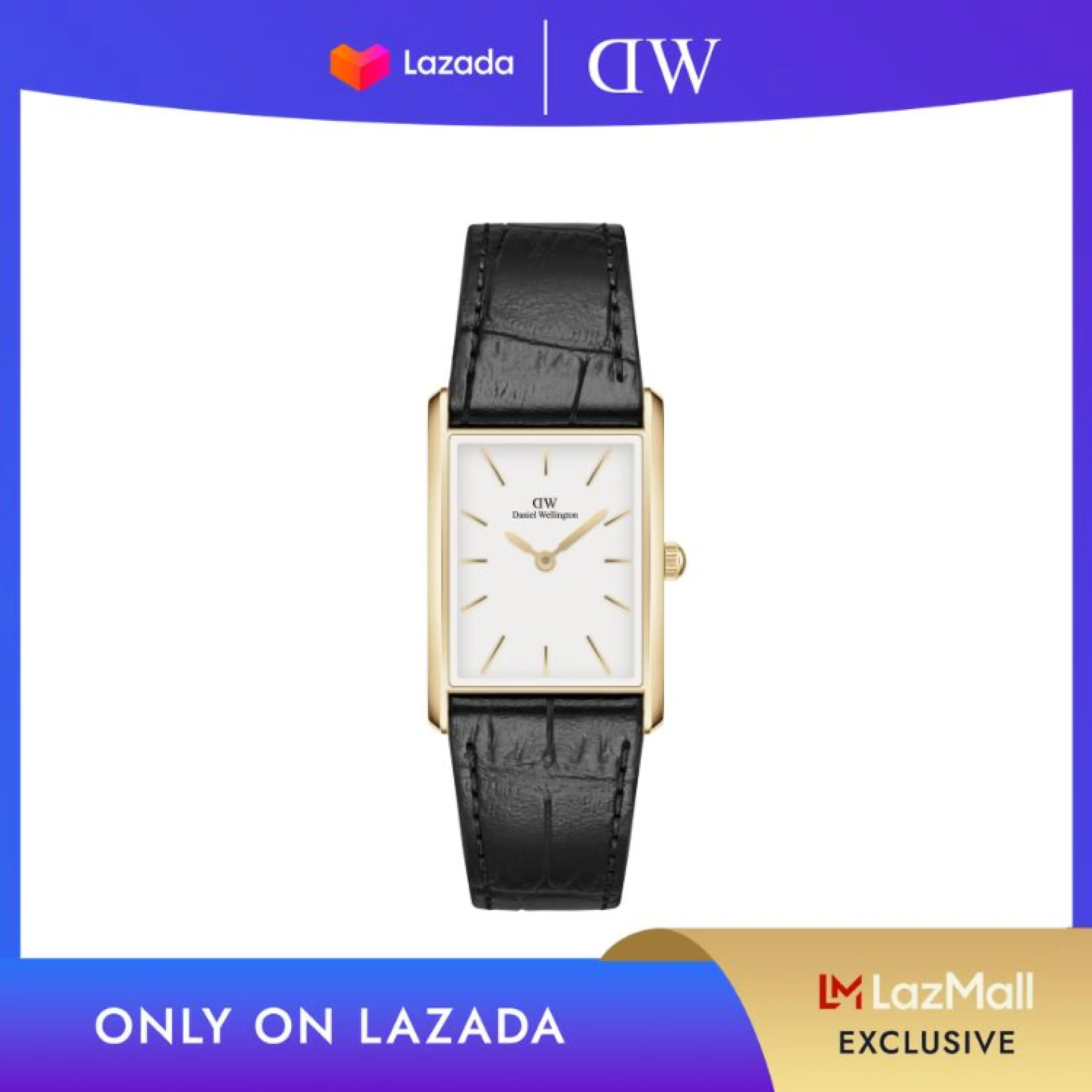Daniel Wellington Bound 32x22mm Black Crocodile Gold White Dial Watch