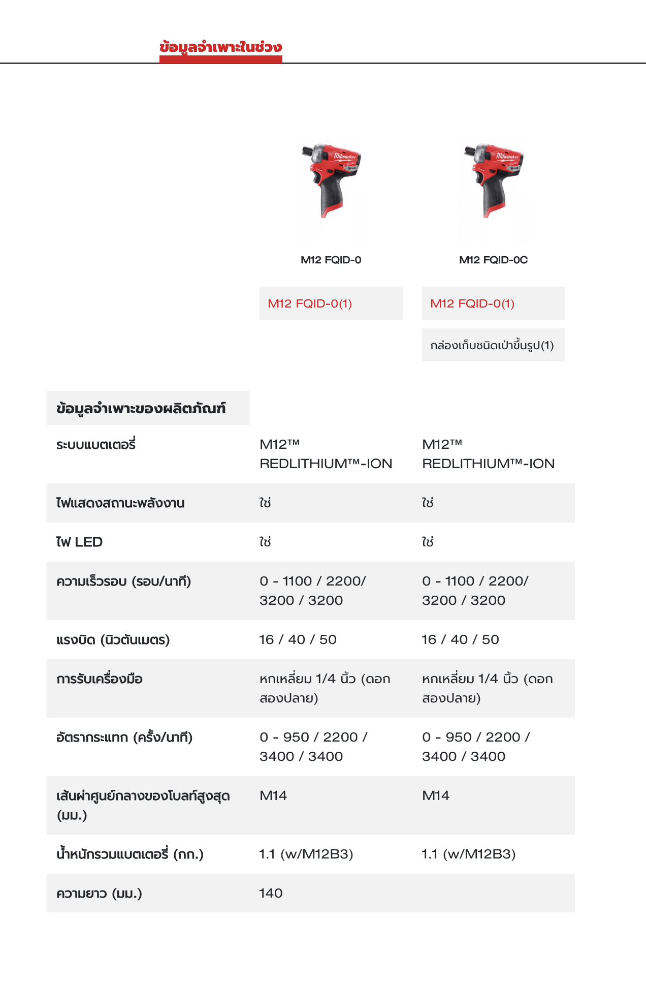 รุ่น M12 FQID-0-3