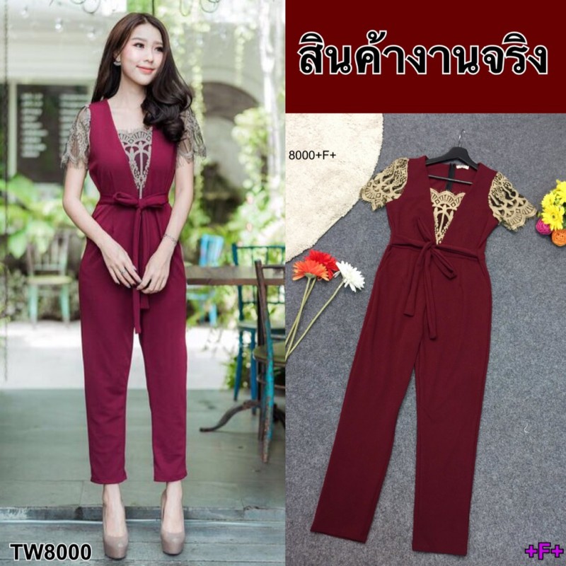 K8000 ขายดีมากกกกกJumpsuit ชุดจั้มสูทขายาว แขนสั้น