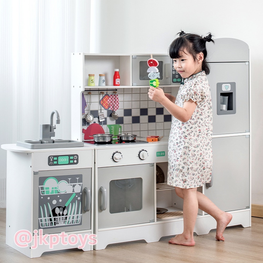 มาใหม่ Todds & Kids Toys by JKP Toys ชุดครัว ตู้เย็น (บางรุ่น) สูง 90 ซม ขึ้นไป ไมโครเวฟ เตาอบ อ่างล้างจาน มีเสียง มีไฟ ของเล่นไม้เสริมทักษะ ของเล่นบทบาทสมมติ ชุดครัวไม้ของเล่น ชุดครัวเด็กพร้อมอุปกรณ์ชุดครัว ราคา 4,190 บาท*ส่งฟรี