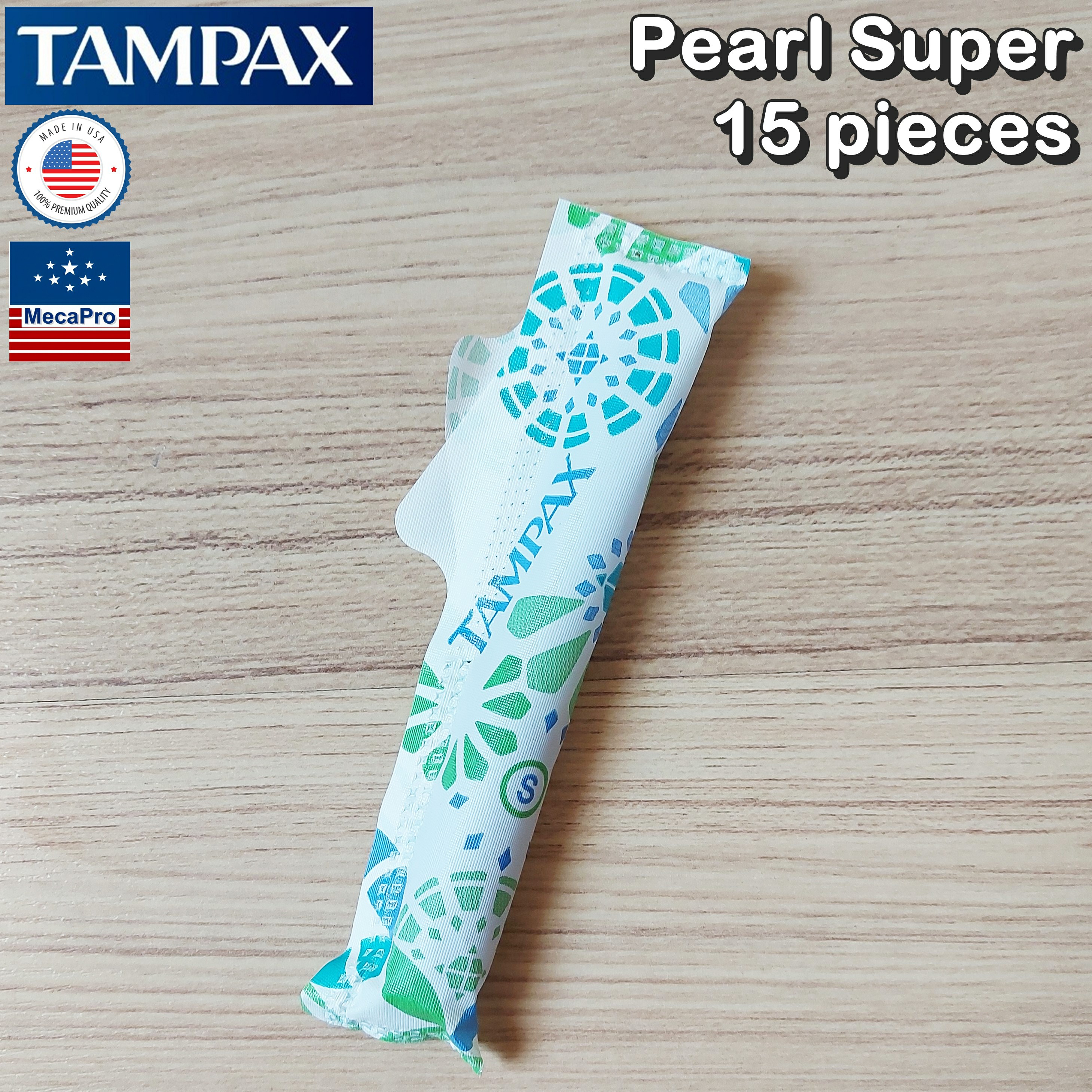 Tampax® Pearl Super Plastic Tampons 15 pieces ผ้าอนามัยแบบสอด 15 ชิ้น เหมาะกับวันมามาก