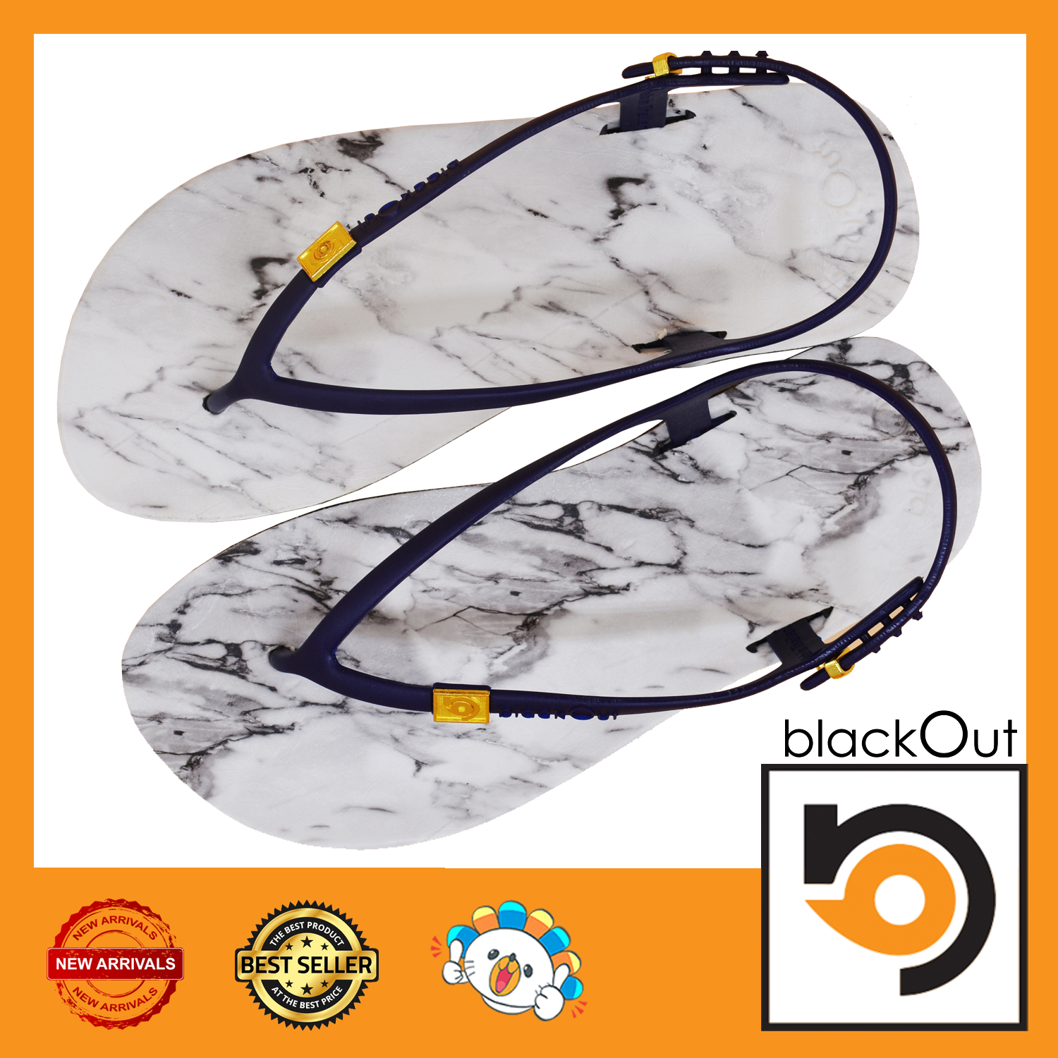 BlackOut Flipper Slingback / พื้นหินอ่อน(หูน้ำเงิน) ราคา 360 บาท*ส่งฟรี