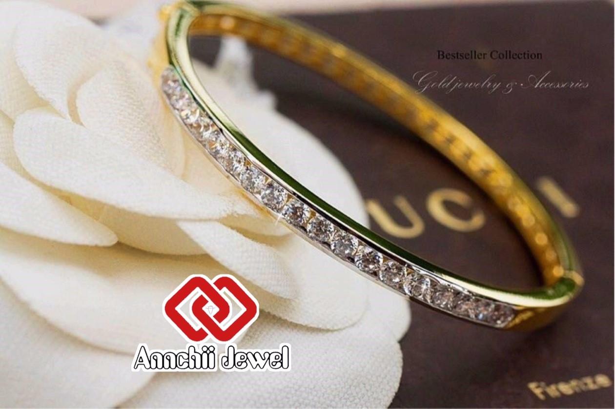 สร้อยข้อมือทองคำ / กำไลทอง Annchii Jewel **กำไลทอง เสริมทรัพย์** กำไลข้อมือ ประดับเพชร ++กำไล สร้อยข้อมือ++ กำไลเพชร เสริมดวง เสริมโชคลาภ เรียกทรัพย์ CZ Bracelet