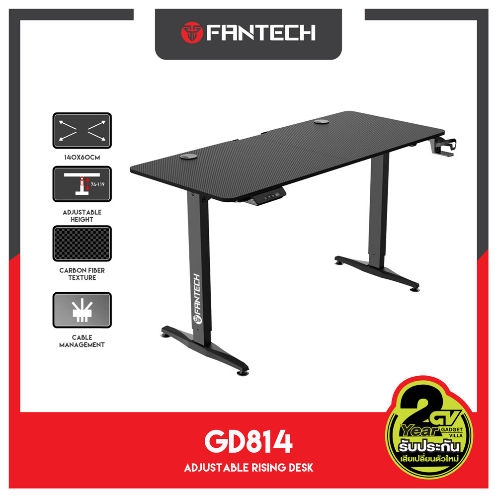 FANTECH รุ่น GD814 Gaming Desk โต๊ะ คอมพิวเตอร์ สไตล์เกมส์มิ่ง ดีไซน์สุดล้ำ สำหรับนักเล่นเกมส์ สามารถปรับขึ้นลงได้ Topโต๊ะ เป็นลายคาร์บอน สีดำ ขาเหล็กดีไซน์สวยงาม แข็งแรงทนทาน