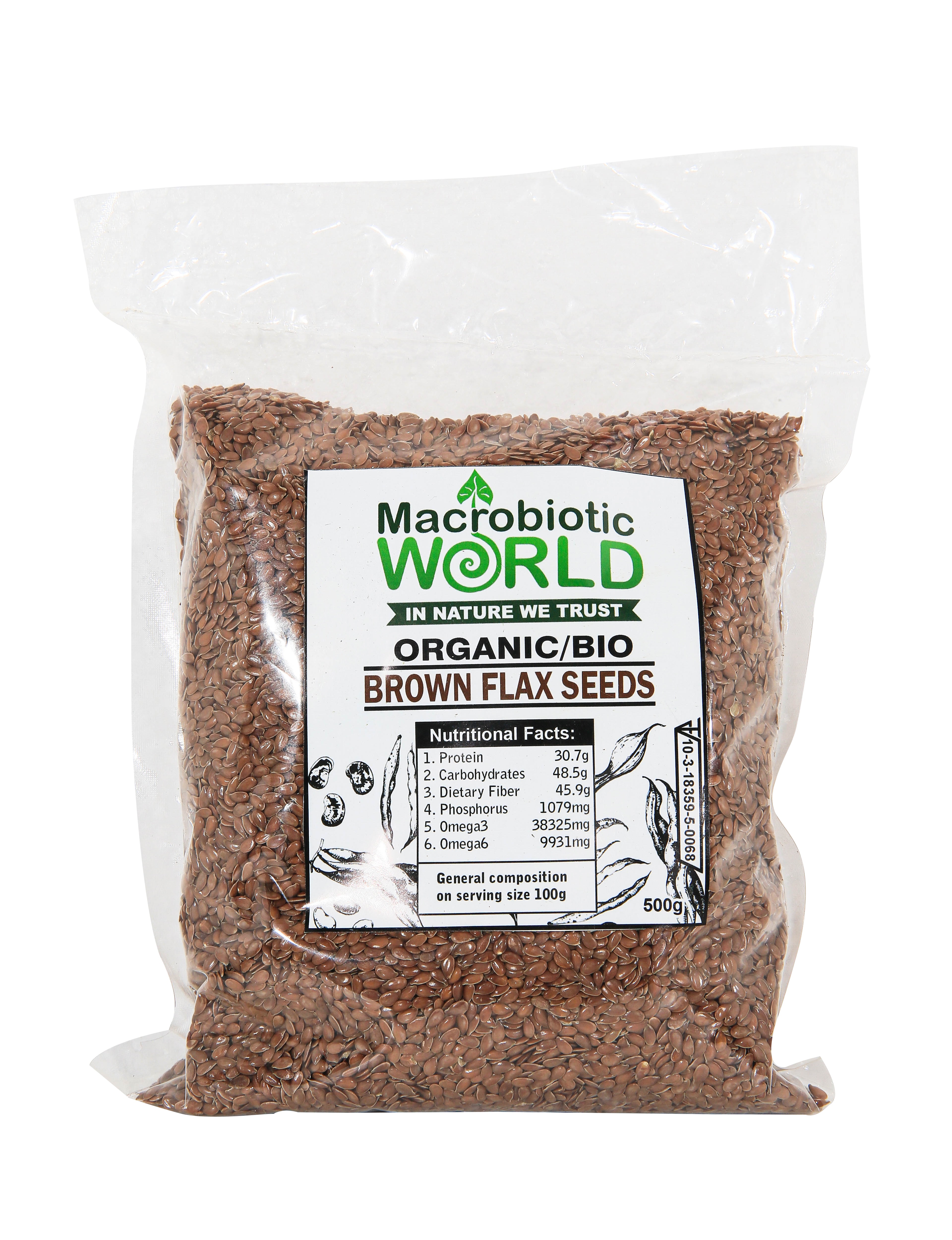 Organic/Bio Brown Flax Seeds | เมล็ดแฟลกซ์ สีน้ำตาล 500g