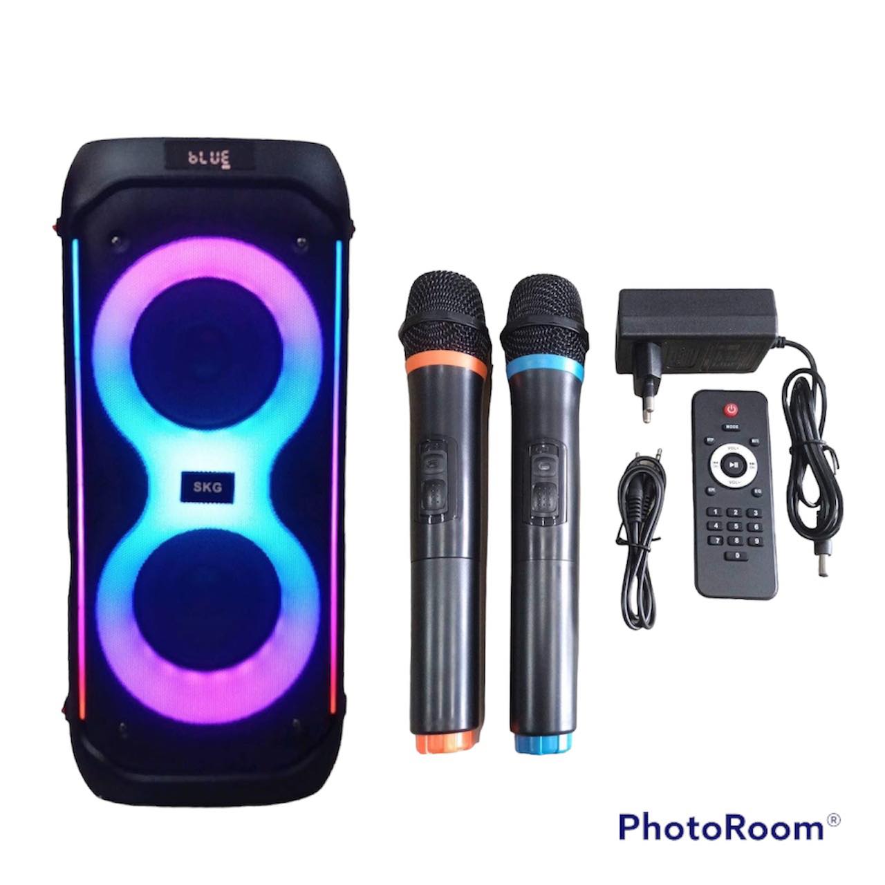 SKG ลำโพง Bluetooth KG-049 6.5"x2 ไมค์ลอย2ตัว รีโมท ไฟดิสโก้เต้นตามจังหวะเสียงเพลง ปิดเปิดได้ USB FM TF Card Echo WWS ต่อคอมได้ แบตในตัว ประกัน1ปี ราคา 2,290 บาท*ส่งฟรี