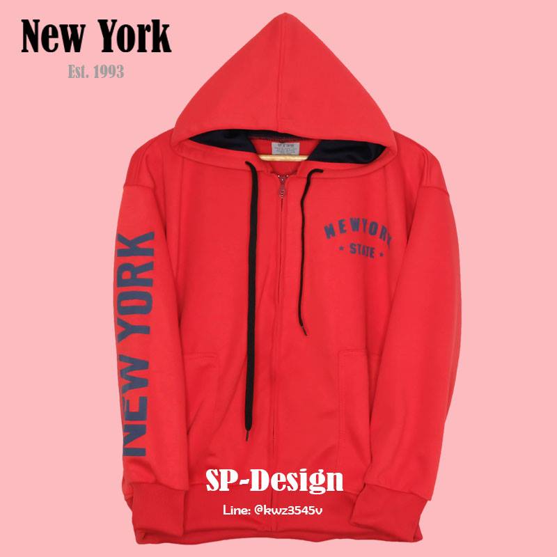 เสื้อคลุมมีฮูด เสื้อกันหนาว New York Hoodie สกรีนแขน