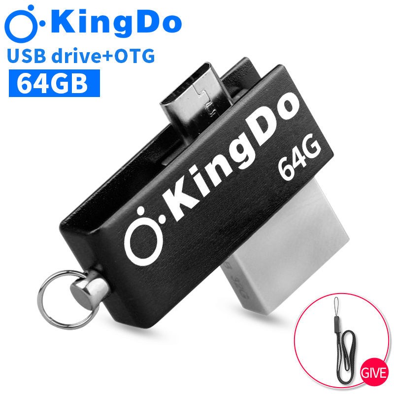 ร้อนขาย KingDo OTG usb แฟลชไดรฟ์ปากกาไดรฟ์ 64GB กิกะไบต์ micro usb มาร์ทโฟน pendrive จัดเก็บข้อมูลภายนอกหน่วยความจำติด