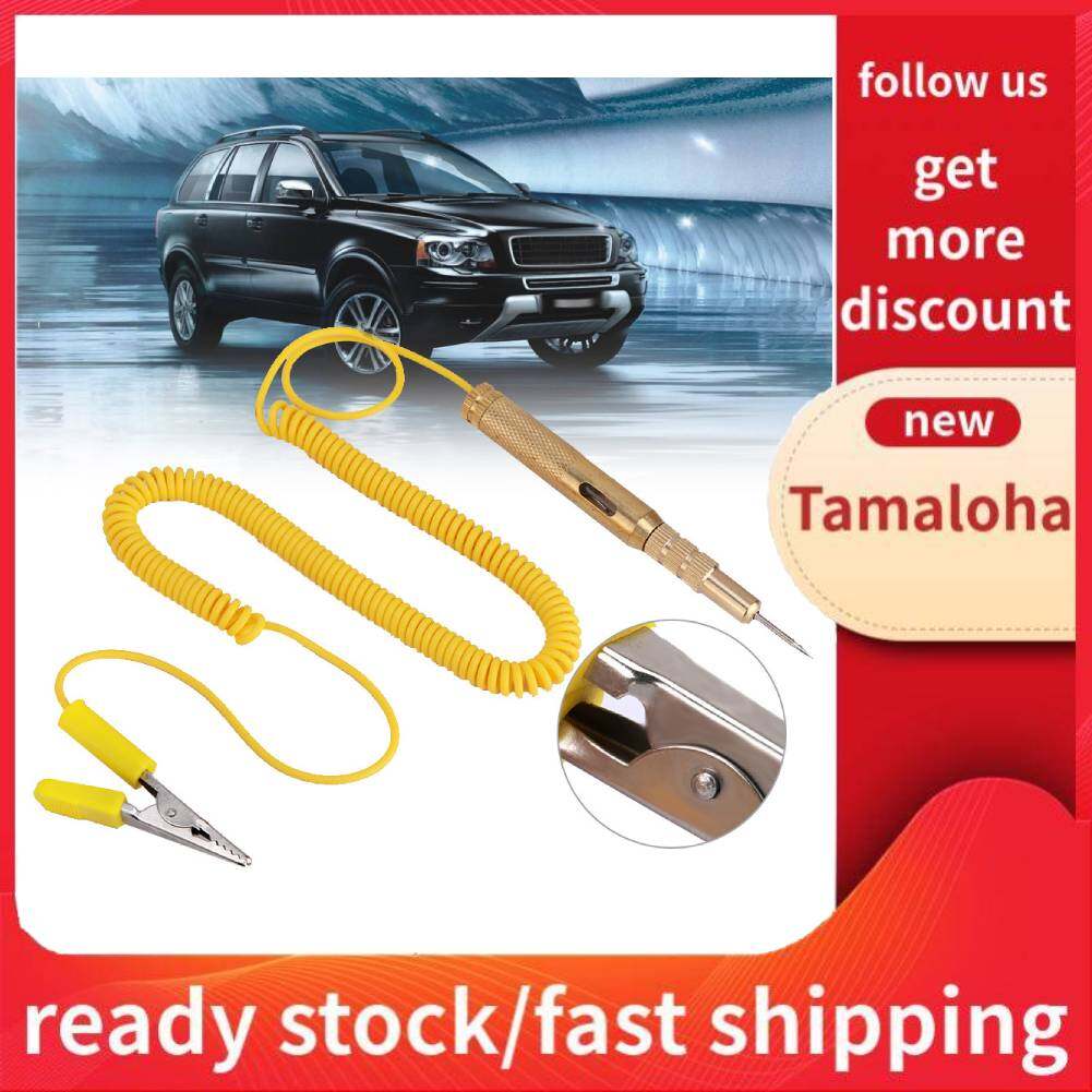 Tamloha รถยนต์ยานพาหนะรถยนต์ตัวทดสอบวงจร DC 6V 12V 24V หลอดไฟทดสอบแรงดันไฟฟ้าปากกาดินสอสีเหลือง