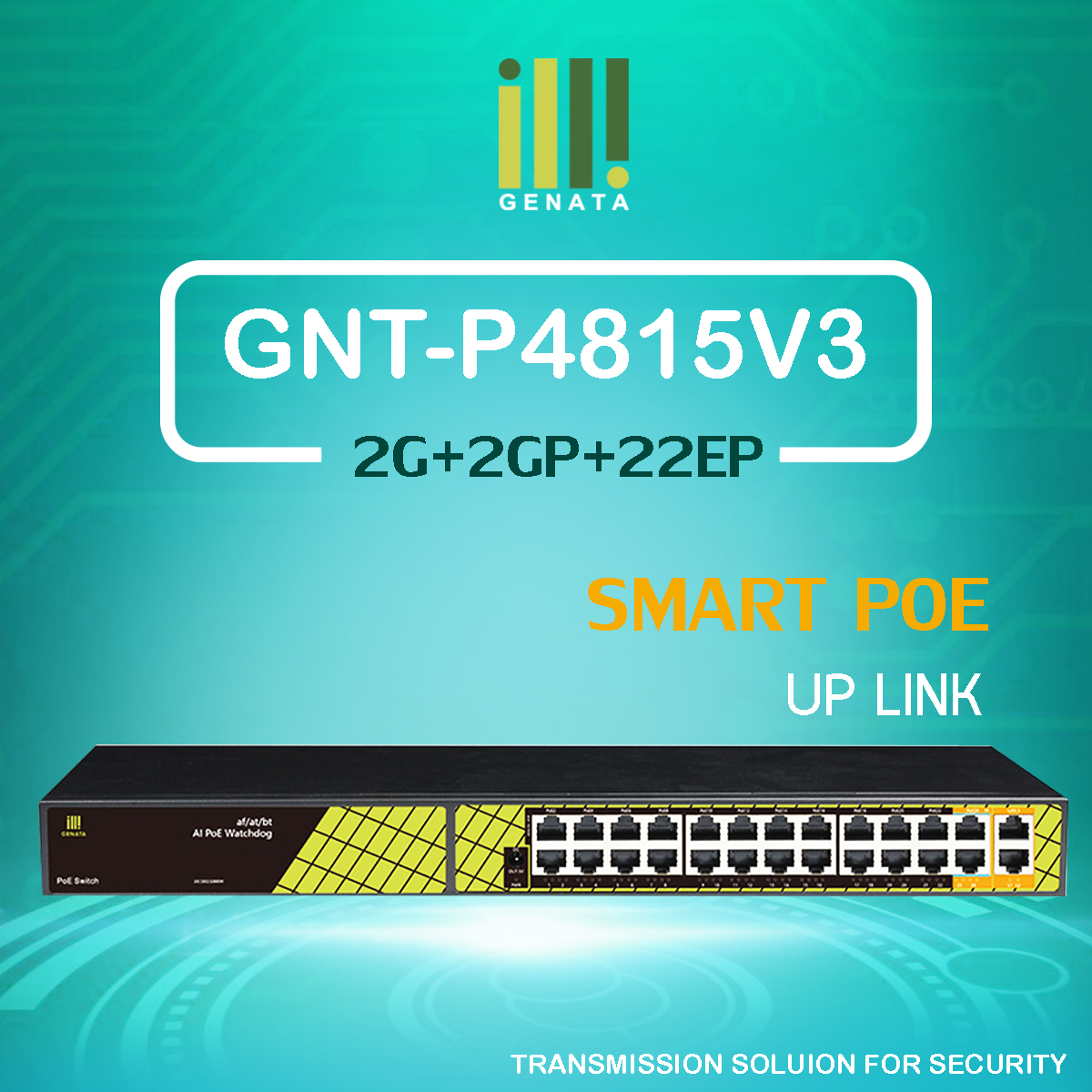 พร้อมส่ง GENATA Smart PoE 8-26 พอร์ต Series V3 Uplink PoE รองรับ Fiber  PoE Switch รองรับ Fiber กันฟ้าฝ่าถึง 6 kv เทคนิคลิขสิทธิ์ของgenata กินไฟน้อย output 45W