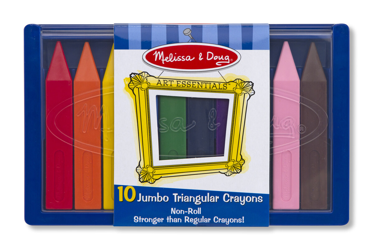 [10แท่งจัมโบ้] รุ่น 4148  สีเทียนจัมโบ้แท่งสามเหลี่ยม เด็กเล็ก 10 แท่ง Melissa & Doug 10 Jumbo Triangular Crayon  รีวิวดีใน Amazon USA non-toxic washable ล้างออกได้ มาลิซ่า 2-10 ขวบ
