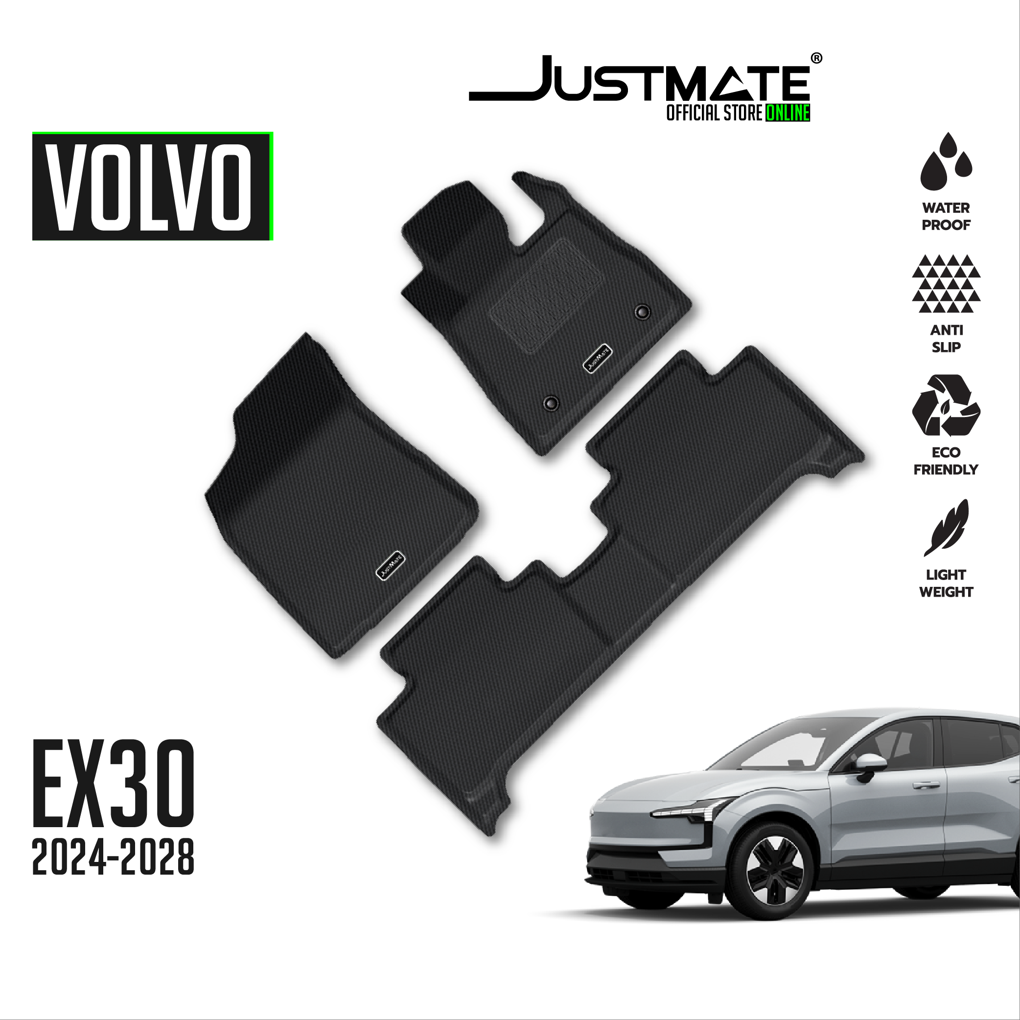 Justmate Volvo Car Floor Mats Ex30 2024-2028 ราคา 2,480 บาท*ส่งฟรี