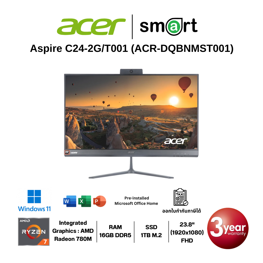 Acer Aspire C24-2G/T001 Ryzen 7 8845HS/16GB/1TB/23.8/Win11+Office