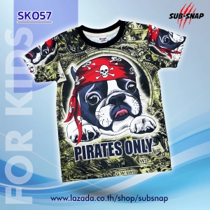 สินค้า SNAPCAT SK057 เสื้อยืดเด็กอายุ 4-10 ปี เสื้อแฟชั่นเด็ก เสื้อยืดคอกลม เสื้อผ้าแฟชั่น เสื้อยืดพิมพ์ลาย Pirates Only