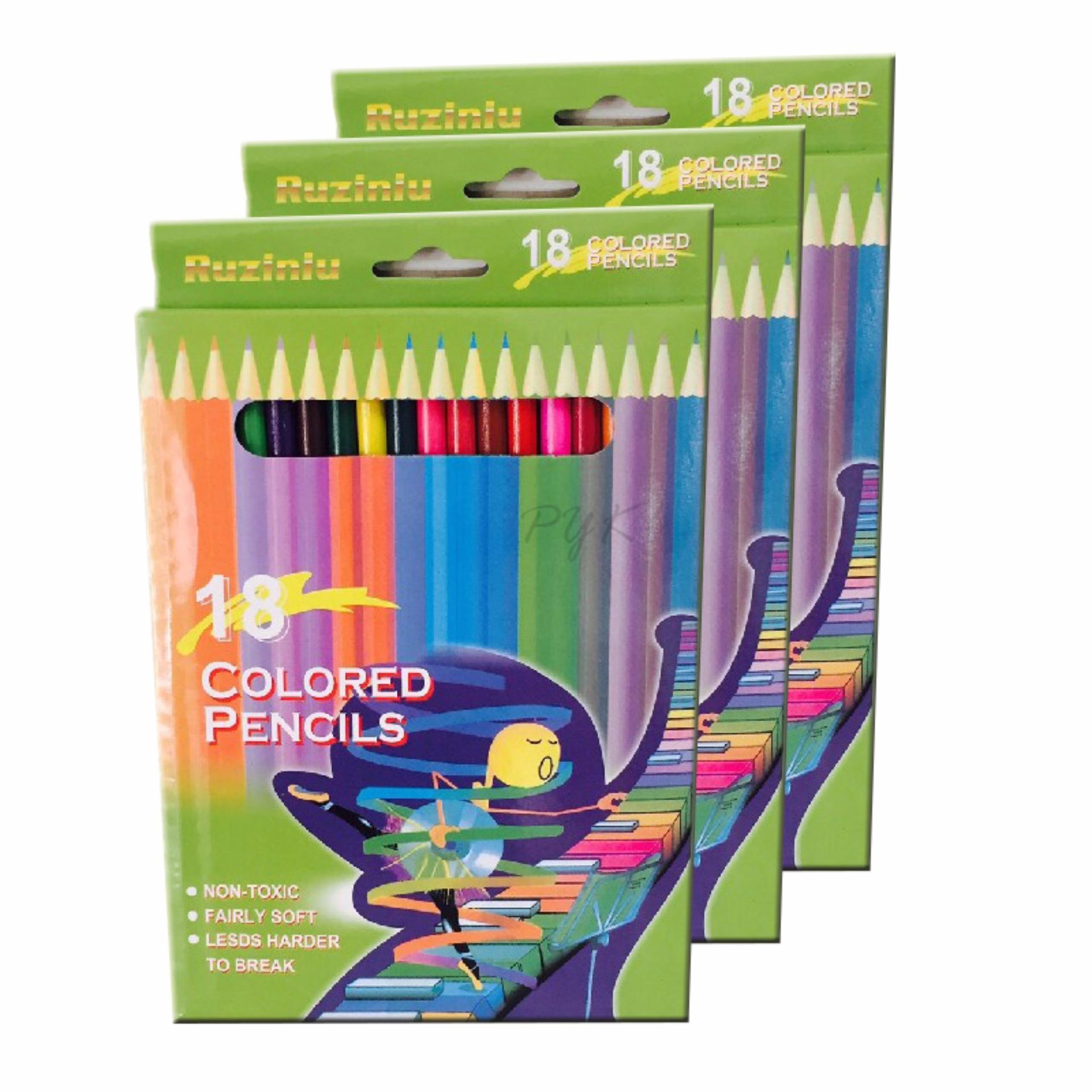 Colored Pencils ดินสอสีไม้ 18สี (3กล่อง)