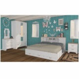 RF Furniture ชุดห้องนอJASMINE/จัสมิน Set 6 ฟุต เตียง 6 ฟุต + ตู้เสื้อผ้า 3 บาน + โต๊ะแป้ง 80 cm + ตู้ข้างเตียง ( สีขาว/บีช) ราคา 19,900 บาท*ส่งฟรี