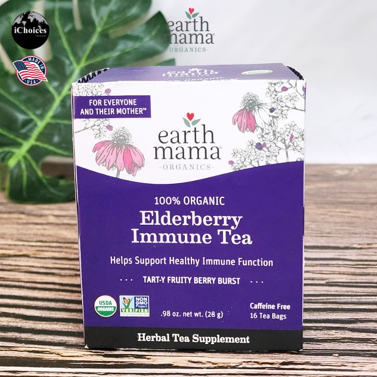 ใบชาเอลเดอร์เบอร์รี่ สำหรับสตรีตั้งครรภ์หรือให้นมบุตร 100% Organic Elderberry Immune Tea 28 g _ Earth Mama ราคา 810 บาท*ส่งฟรี