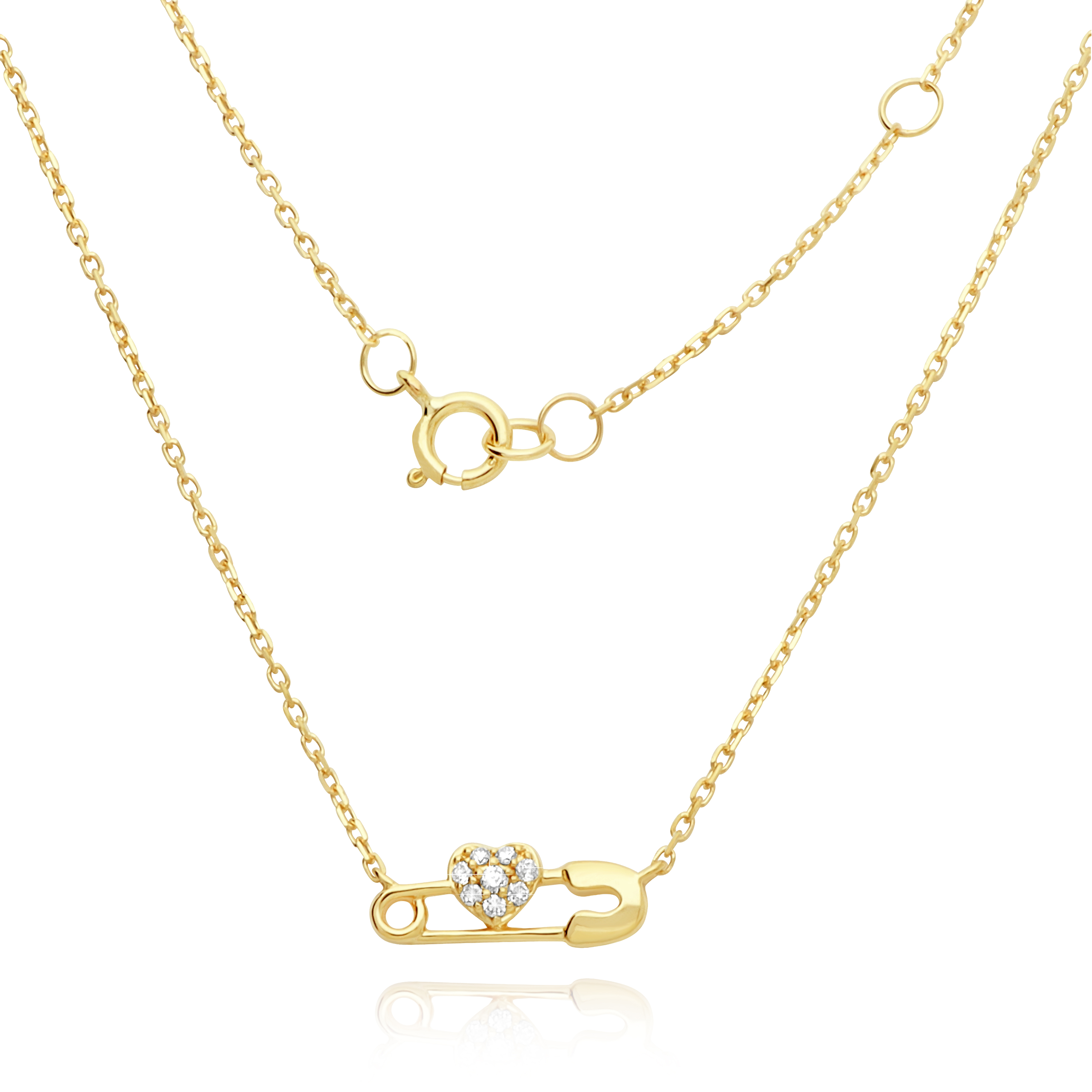 Maison De Jewels - Oro Safety Pin Necklace, Gold Necklace, Real 9K Gold, Rainbow, Real Diamonds, Natural Gemstones, Earrings for Everyday Wear, Brand Name Earrings ราคา 5,814 บาท*ส่งฟรี