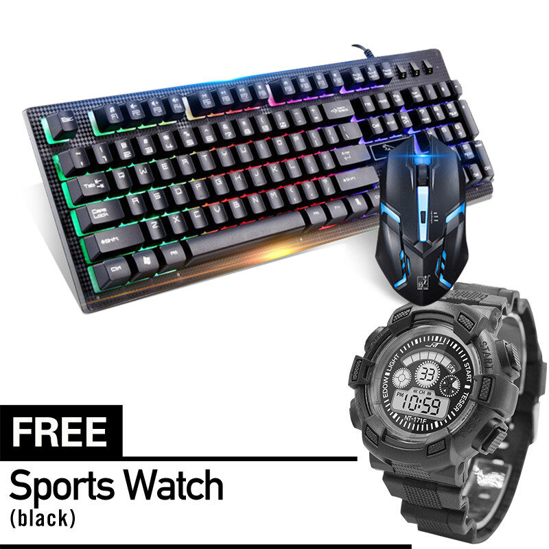 [พร้อมนาฬิกาข้อมือฟรี] Gaming Keyboard+Mouse Combo ชุดเมาส์ คีย์บอร์ด