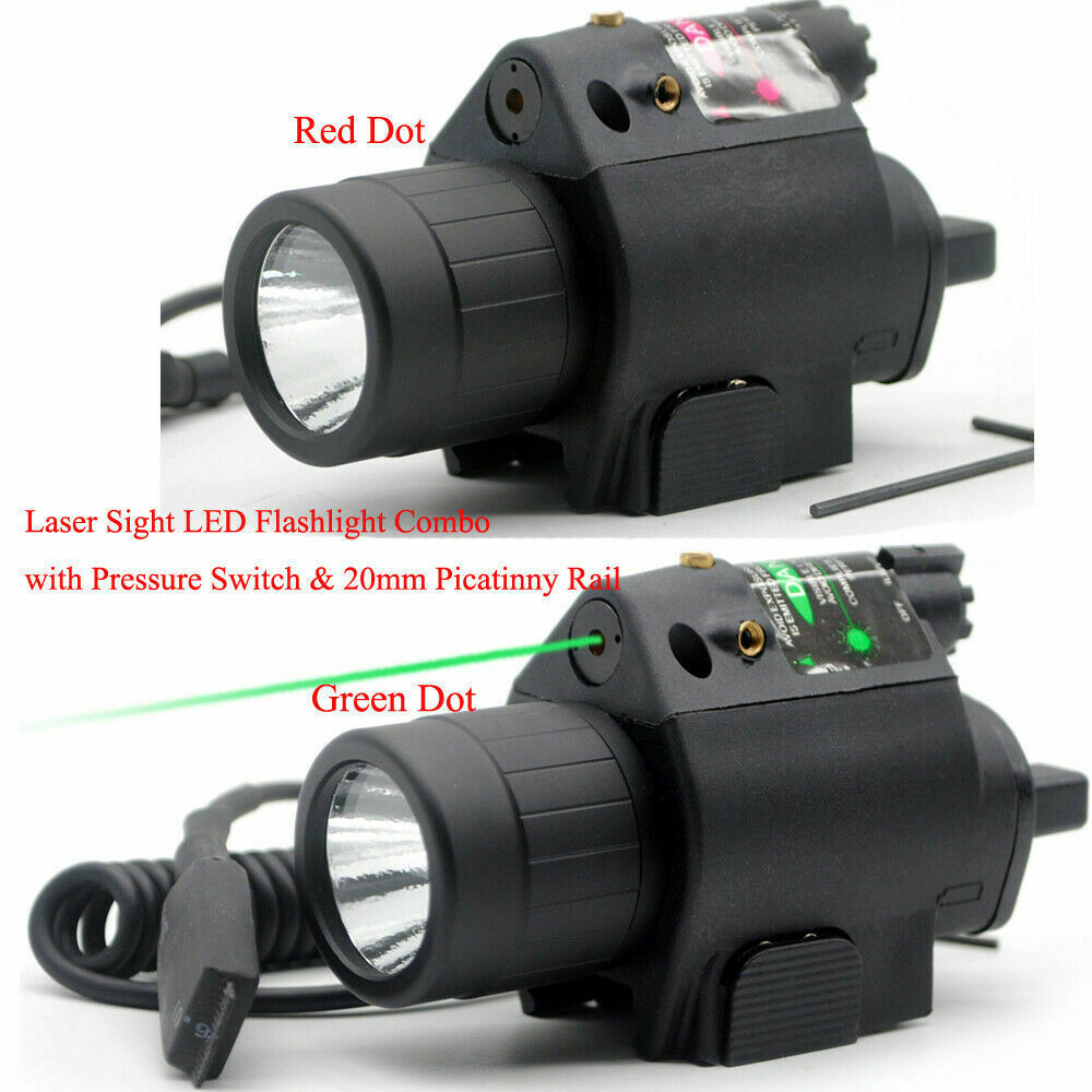 【2x Free CR123A แบตเตอรี่ลิเธียม】Green/Red Dot Laser Pointer Dot Laser Sight LED Flashlight Combo พร้อมราง Picatinny 20 มม ไฟฉาย Laser Level