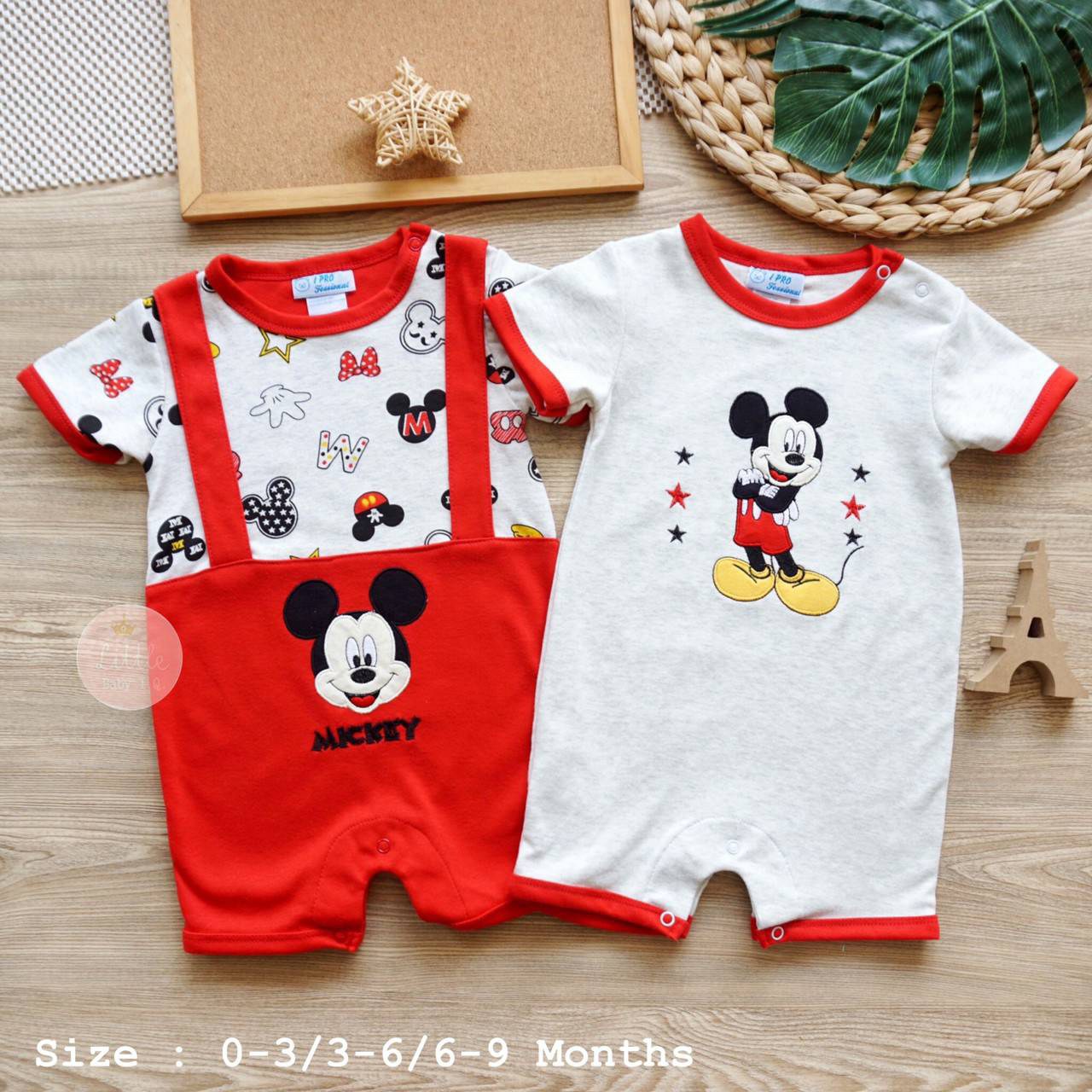 Kids Store-Romper suit เสื้อผ้าเด็ก ชุดหมีเซตคู่ ลายการ์ตูนน่ารัก ผ้านุ่ม ใส่สบาย Size 0-9 เดือน เซต 2 ชุด