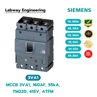SIEMENS 3VA1 circuit breaker 160AF 55kA 415V TM2203-Pole