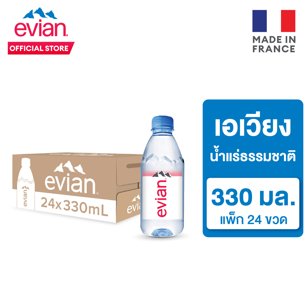 Evian Natural Mineral Water Evian Natural Mineral Water, Plastic Bottle, 330 Ml. Pack of 24 Bottles