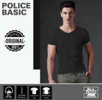 Police เสื้อยืดทรง Slim Fit คอวี รุ่น BASIC ไม่มีสกรีน สี ขาว ดำ เทา (1023B011X011)