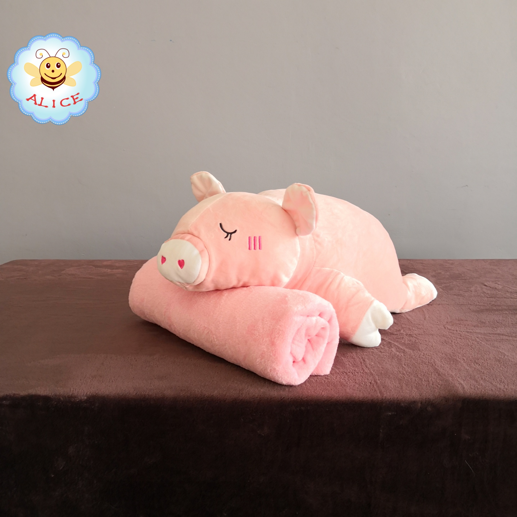 ตุ๊กตาหมอนผ้าห่ม ผ้าห่มนาโน 1.1x1.6 m  หมีขี็เซา ฮิปโป ช้าง หมู หมา alicdolly