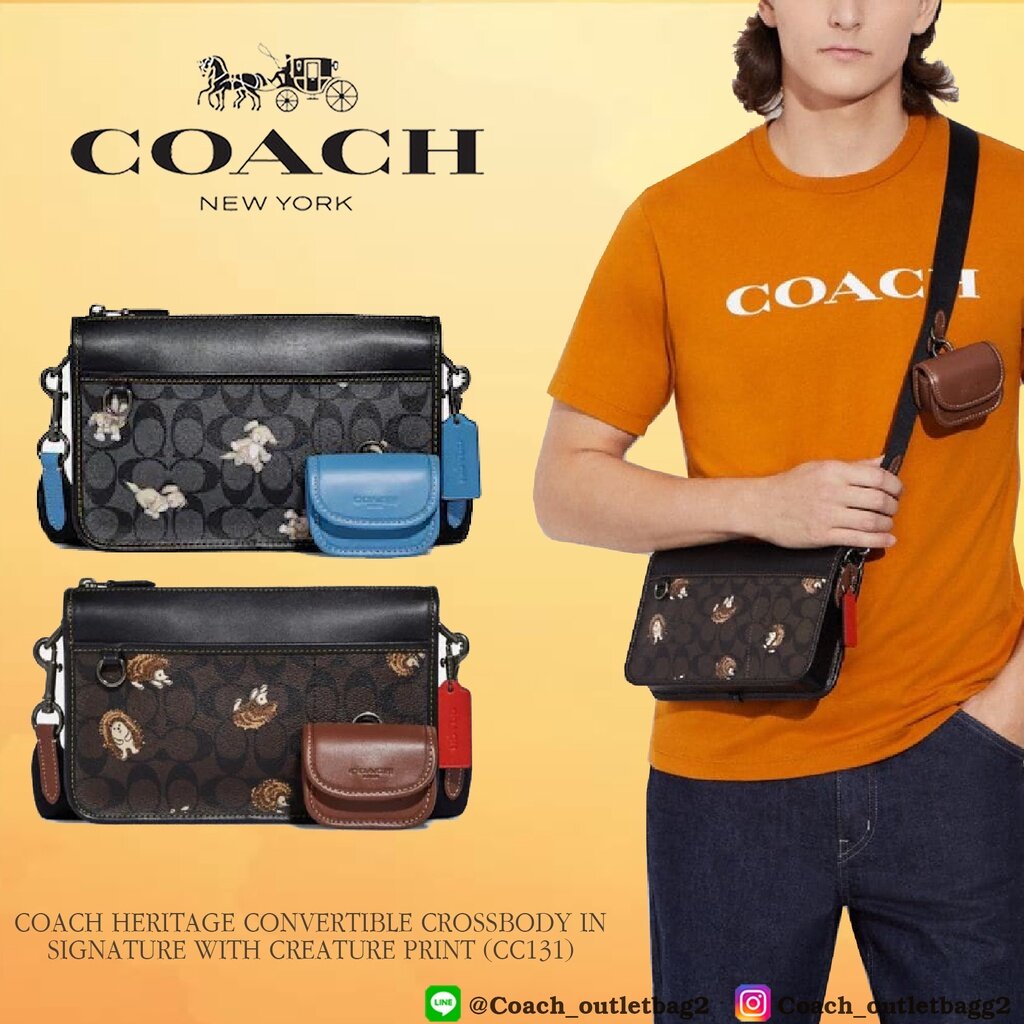 Coach CC131 Heritage Convertible Crossbody In Signature Canvas In