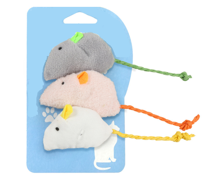 F-ของเล่นแมว ตุ๊กตาหนู Cat mouse toy !! 1แพ็ค / 3 ตัว