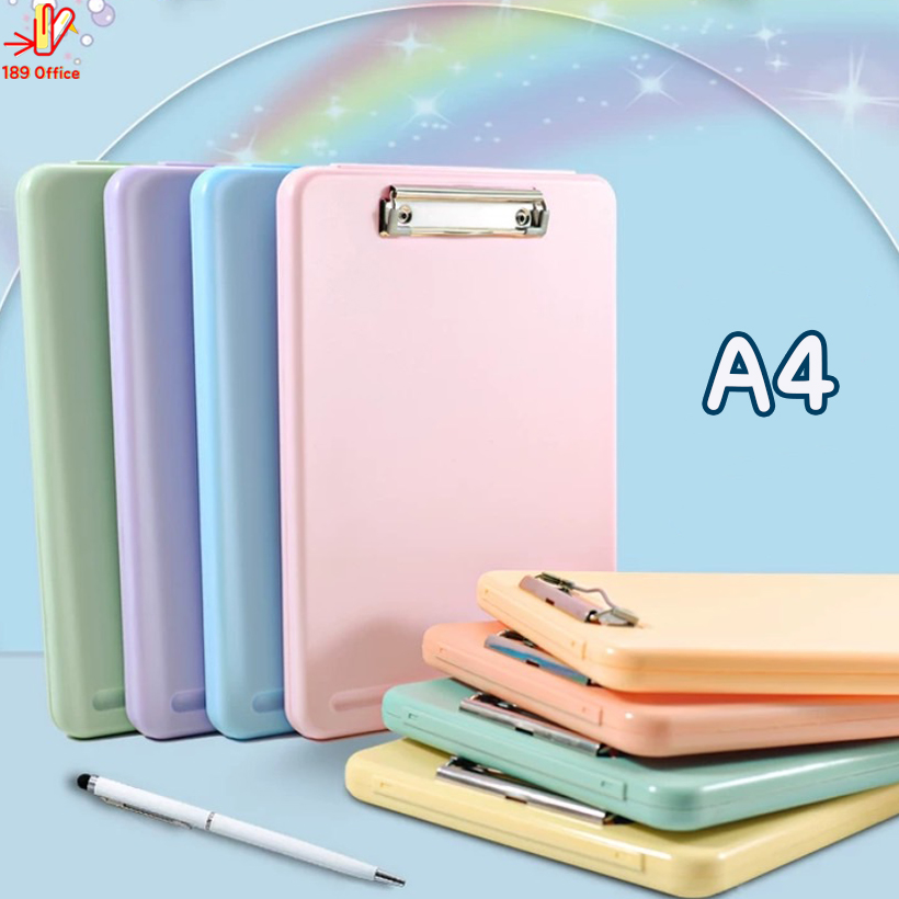 แฟ้มคลิปบอร์ด แฟ้มหนีบ แฟ้มหนีบกระดาษ ขนาด A4 คละสี แฟ้มหนีบกระดาษ คลิปบอร์ด คลิปบอร์ดพลาสติก แผ่นรองเขียน สำหรับใส่เอกสาร พร้อมส่ง