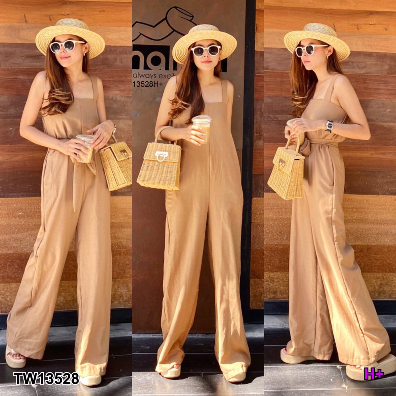 TW13528 Jumpsuit จั๊มสูททรงสวยมากกก จั๊มสูทยาวสายเดี่ยว+เชือกผูกเอว