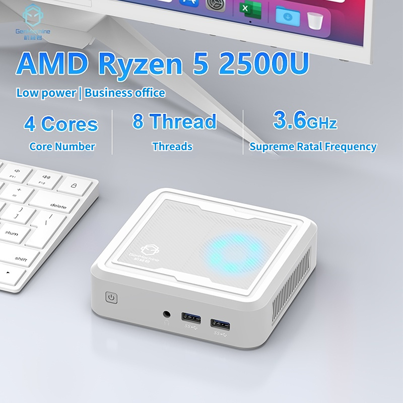 GenMachine New AMD Ryzen 5 2500U RGB Gaming Mini PC Windows11 4 Cores 8 Threads WIFI5 BT4.2 DDR4 8/32GB RAM 256/2TB NVMe SSD Support Double Screen Output Mini Gaming Computer ราคา 4,031 บาท*ส่งฟรี