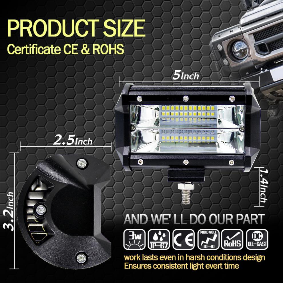 X4 เเพ็คคู่ สุดคุ้ม !! LED LIGHT BAR ไฟสปอร์ตไลท์ ไฟหน้ารถ ไฟท้าย 72W 12V-24V รุ่น COMBO BEAM ทรงเหลี่ยม เเสงขาว งานพรีเมี่ยม จำนวน 4 ชิ้น