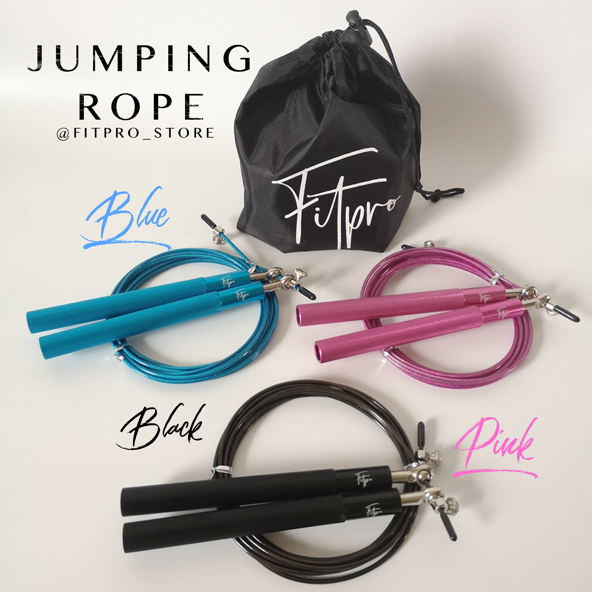 เชือกกระโดดความเร็วสูง Fitpro Speed Jump Rope  สายลวดสลิงหุ้มยางอย่างดีคุณภาพสูง สายปรับความยาวได้ กระโดดง่ายไม่สะดุด แถมฟรี!! ถุงผ้าพกพา