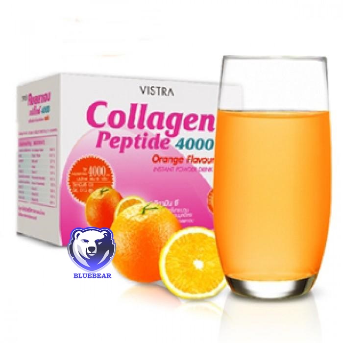 Vistra Collagen Peptide 4000mg รสส้ม (10 ซอง) 1 กล่อง
