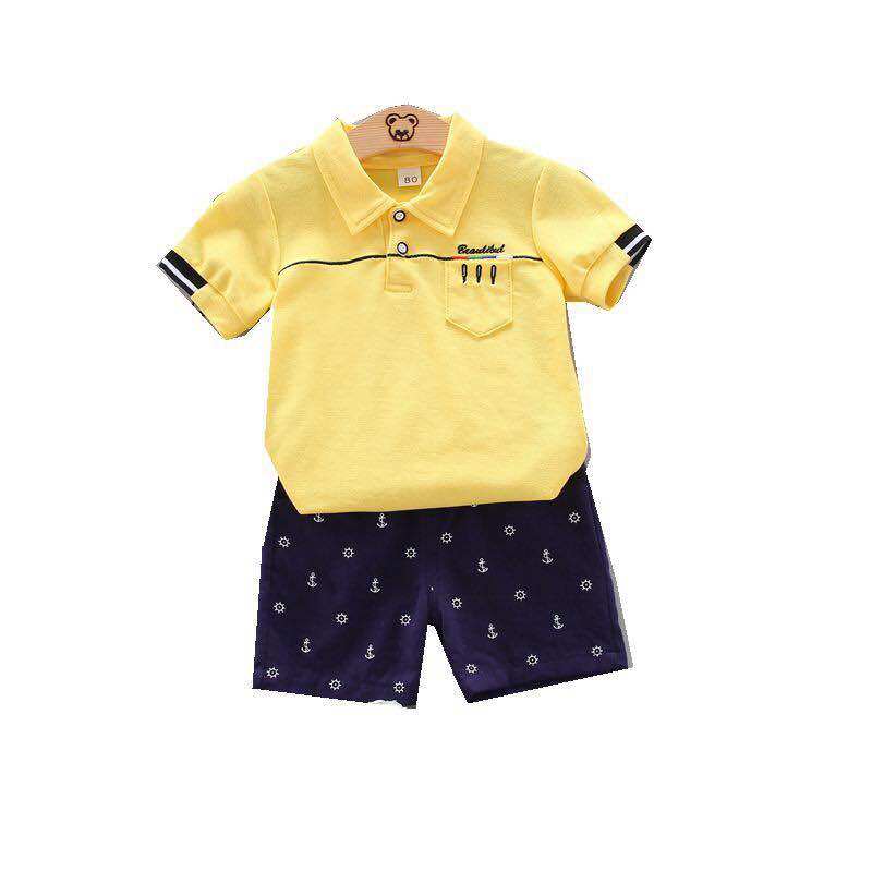 เสื้อผ้าเด็กผู้ชายหล่อชุดpoloแจ็คเก็ตแขนสั้น+กางเกงขาสั้นแฟชั่นผ้าดีBaby boy clothes setชุด 2 ชิ้นอายุ 1-4 ปี