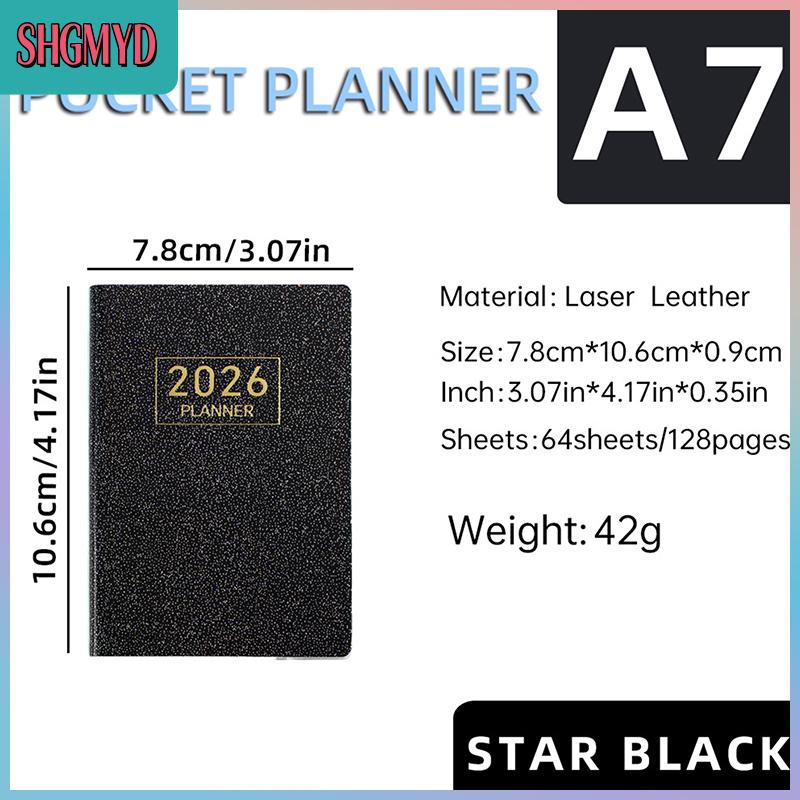 【SHGMYD】 สมุดแพลนเนอร์2026สมุดแพลนเนอร์สมุดรายวันรายสัปดาห์ขนาด A5พร้อมเคสหนังเทียมสำหรับนักธุรกิจศึกษา