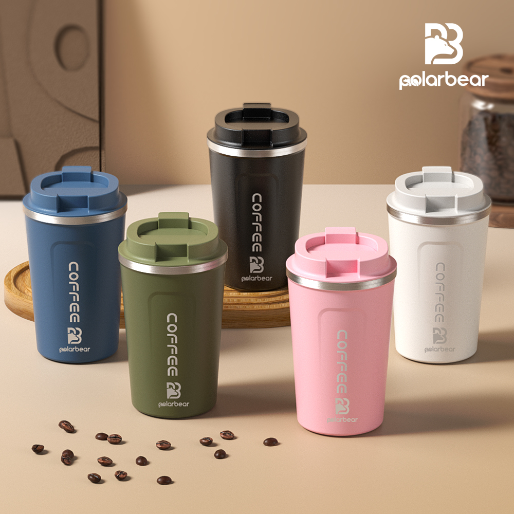 Polarbear 380/510ML Coffee Mug With Lid Stainless Steel Hot and Cold Water Cup Temperature Storage Mug Portable Office Mug ราคา 112 บาท*ส่งฟรี