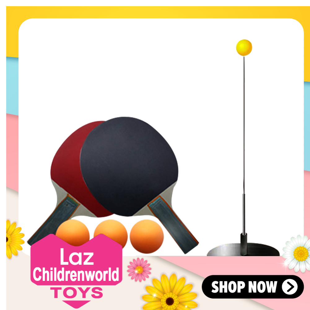 Childworld พร้อมสต็อกเด็กเทรนเนอร์ปิงปองในร่มยืดหยุ่นนุ่มเพลาปิงปองไม้ฐานการฝึกอบรมชุด