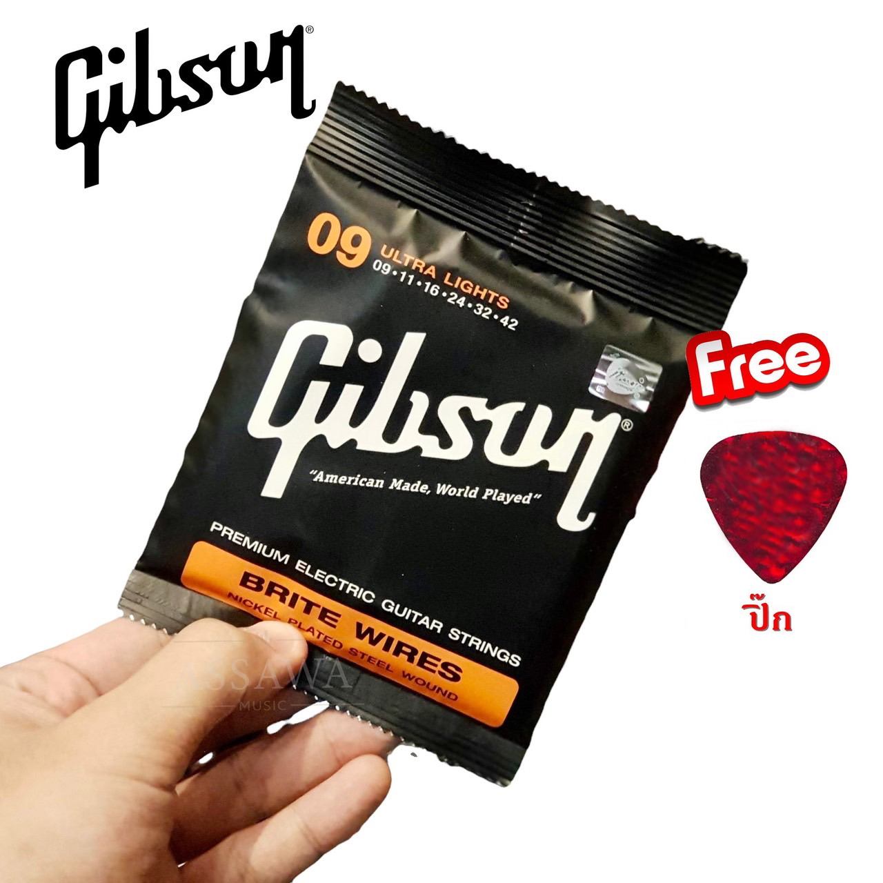 ครบชุด 6 เส้น ?? เบอร์ 9 สายกีต้าร์ ไฟฟ้า Gibson ฟรี ปิ๊ก สายกีต้าร์ไฟฟ้า กิฟสัน Guitar Strings สายกีต้าร์ กิฟสัน กิ๊ฟสัน