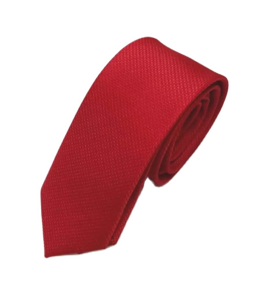 เนคไทแบบผูกเองเป็นผ้าคอตตอนอย่างดีสีแดงสดมีลายในตัวดูดีมีราคาไม่เรียบเกินไป ยี่ห้อ Quality ขนาดเล็ก 5.5 cm ยาว150 cm