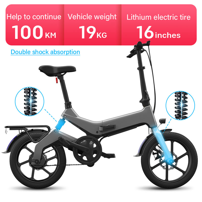 BinG สกูตเตอร์ไฟฟ้า โช๊คอัพหน้าและหลัง Electric bicycle 100กิโลเมตร รถจักรยานไฟฟ้าNAKXUS16นิ้ว จักรยานพับ โช้คอัพด้านหน้าและด้านหลัง foldable mini 16 inches