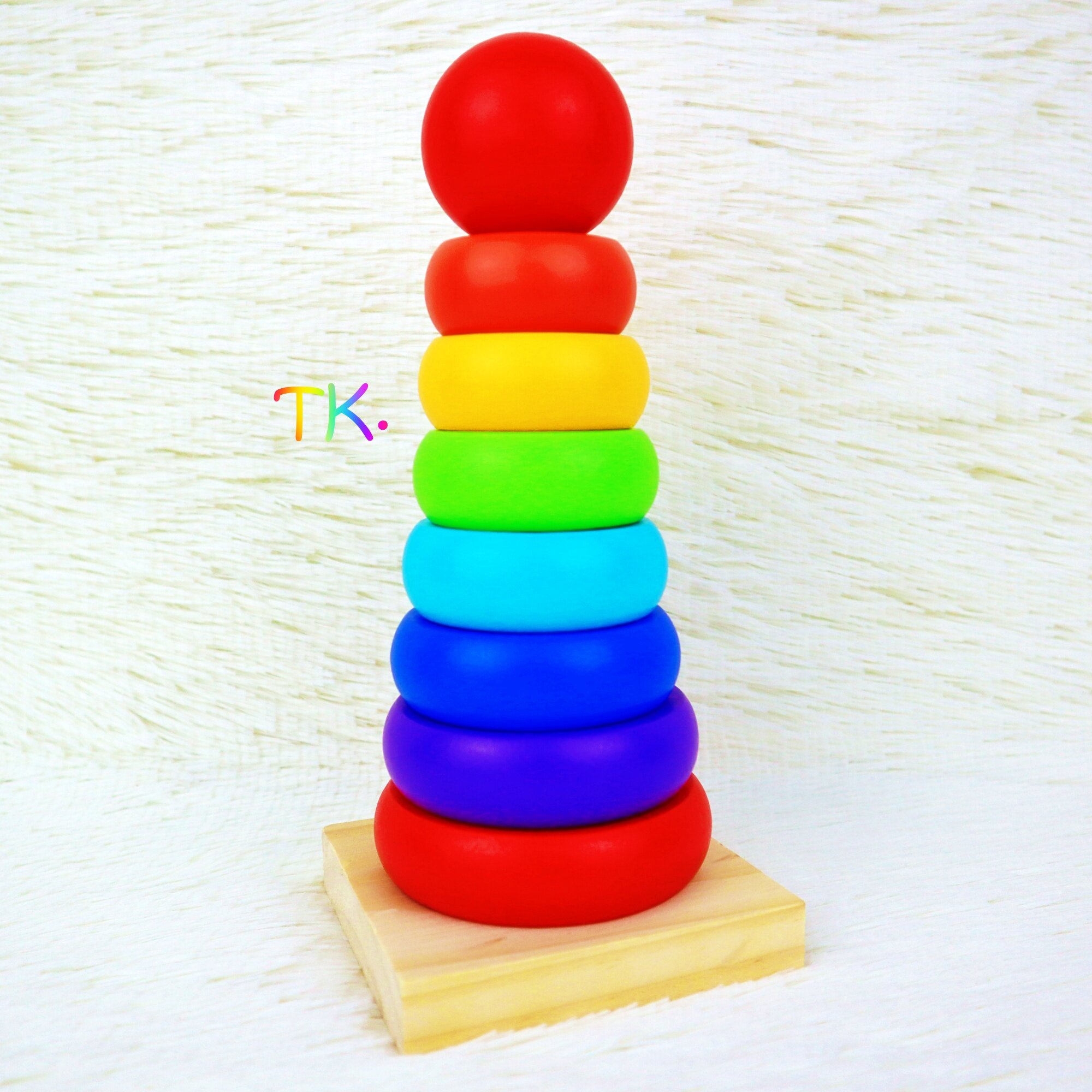 สวมหลัก Rainbow stacker Wooden toy  ร้านค้าแนะนำTK-Toys&Kidsของเล่นไม้ ของเล่นเสริมพัฒนาการ สวมหลักรูปทรงเรขาคณิต ของเล่นเสริมสร้าง IQ EQ MQ 2Y+อนุบาล