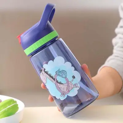 4 Colors Baby Bottle Infant Newborn Cup Children Learn Feeding Drinking Bottle Kids Straw Juice Water Bottles 450ML (6)