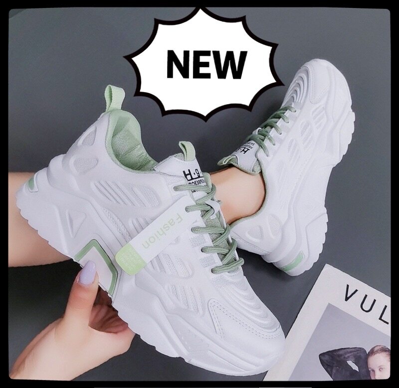 SYDNEY (มาใหม่)รองเท้าแฟชั่นสไตส์เกาาหลี รองเท้าผ้าใบผู้หญิง สุดฮิต เสริมส้น5cm NO.A276 มี2สี ขาว ชมพู พร้อมส่ง