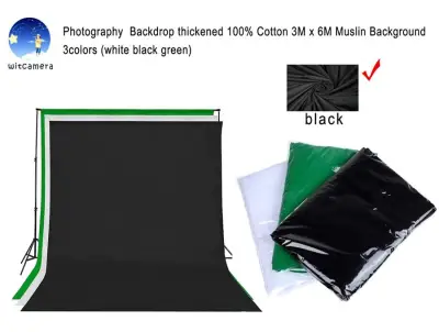 Photography Backdrop thickened 100% Cotton 3M x 6M Muslin Background have 3colors for choosing (white black green)